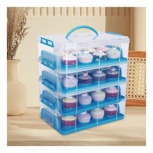 Para Contenedor De Cupcakes Con Tapa Recipiente Para 4 .