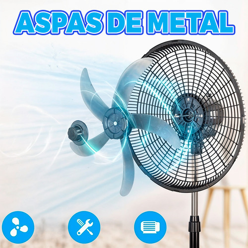 Ventiladores de 18 Pedestal Piso y Pared 4 Aspas Negro Diámetro 1.5 Material de las Aspas Plástico Ele-Gate