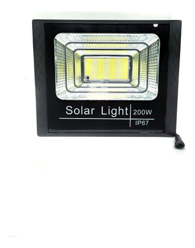 Refletor Holofote Ultra Led Solar 200w + Controle + Placa Carcaça Preto Luz Branco-frio