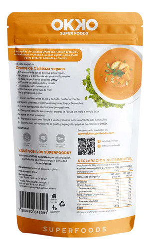 Pepita De Calabaza Sin Cascara 200gr Okko Super Foods
