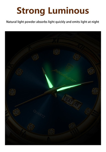Reloj Luminoso De Acero Inoxidable Para Hombre Con Fecha Y S