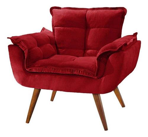 Poltrona Decorativa Opala Para Sala Confortável Arapongas Cor Vermelho