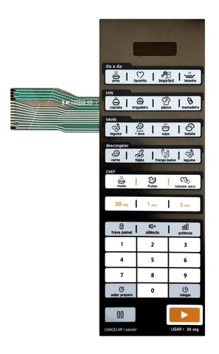 Membrana Teclado Microondas Midea Mtae 41 Mtae 42 Espelhada