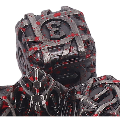Juego De Dados Poliédricos De Metal Con Manchas De Sangre, R