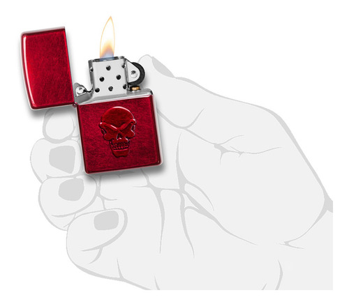 Imagen 6 de 10 de Encendedor Zippo Lighter Red Doom Rojo Calavera