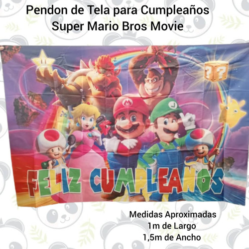 Pendon Pancarta De Tela Decorativo Para Cumpleaños Mario 