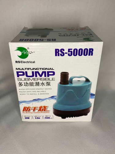 Bomba Sumergible Rs 5000r 2500l/h 3m 60w Acuario Estanque