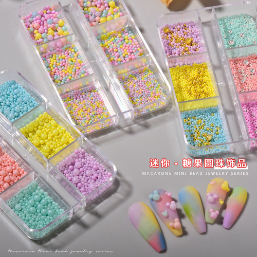 Joyería De Uñas Macaron Colorido Joyería De Cuentas De *6pcs
