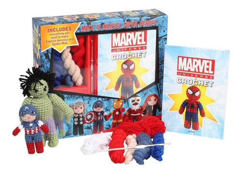 Libro Y Kit De Crochet Marvel Avengers Con Material Spider