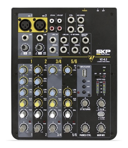 Mixer Consola De Sonido Skp Vz-6.2 6 Canales Usb 101db