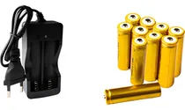 Comprar Conjunto Carregador Duplo Bivolt 110 220 Ac Com Fio Led Indicador + 10 Baterias Pilhas Células 18650 3,7\u002F4,2 Volts 6800mah Li-ion Recarregáveis Carga Rápida Proteção Contra Sobrecarga E Curto Circuito