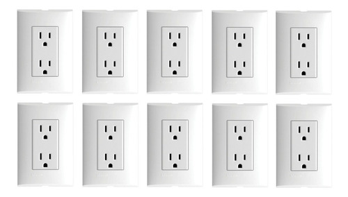 Contacto Eléctrico Con Placa Doble 15a 127v 10pzs