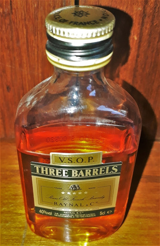 Botellita Miniat. Rare Old French Brandy Three Barrels Vsop (Usado)
