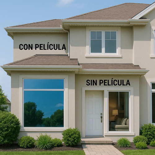 Película Reflectiva Azul Plata Espejo Control Solar Ir Y Uv 1m X 75cm