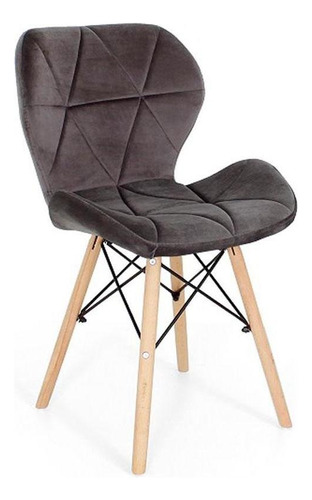 Cadeira Charles Eames Eiffel Slim Veludo Estofada - Grafite