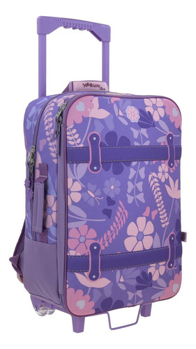 Mochila Grande Con Ruedas Chenson Happy Girl Bagster Niña Violeta Liso