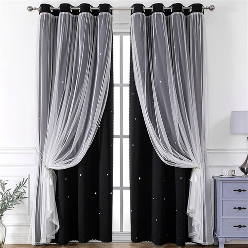 Y 2pzs Cortinas Black Out Decorativas Con Estrellas
