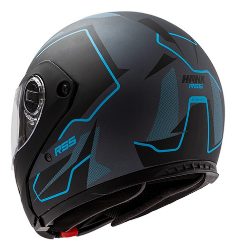 Casco Moto Hawk Rs5 Vector Resistance Rebatible Doble Visor Color Negro/celeste Diseño Sophie Resistance Tamaño Del Casco L