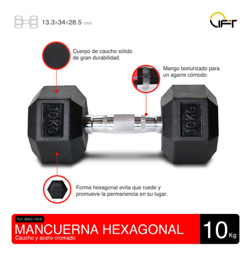 Mancuerna Roker 10 Kg Negro Y Cromo