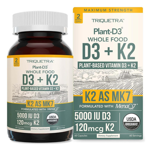 Vitamina D3 + K2 Triquetra Health 60 Cápsulas