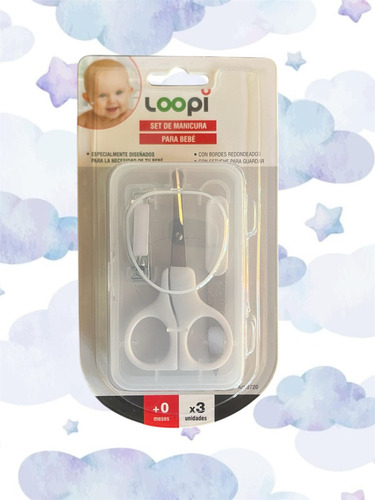 Set De Tijera Alicate Lima 8720 Uñas Cuidado D Bebe Loopi Blanco Loopi