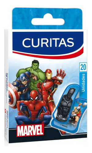Caja con 20 venditas adhesivas infantiles Curitas Marvel