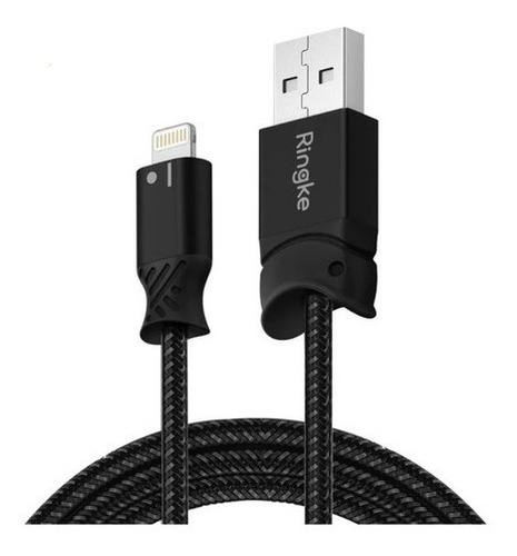 Imagen 1 de 8 de Cable Para iPhone Ringke Usb Smart Fish Reforzado Negro