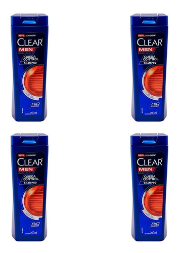 Kit 4 Und Shampoo Clear Anticaspa Queda Control 200ml