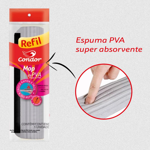 Refil Mop Rodo Mágico Absorvente Limpeza Condor Kit 10
