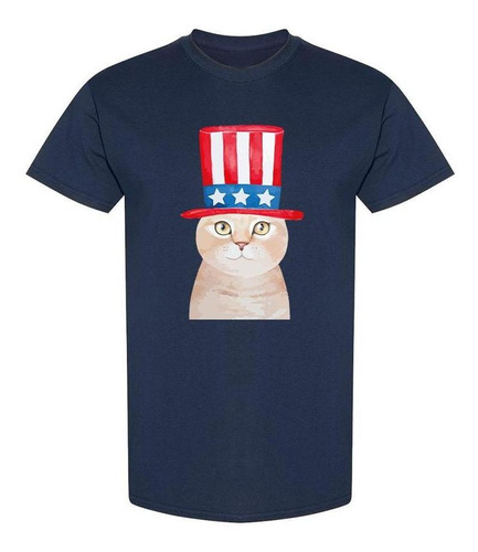 Gatito Con Sombrero Americano. Camiseta De Hombre