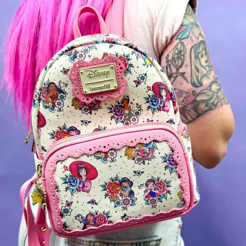 Mini Mochila Disney Princesas Ariel Mulan Cenicienta Bella Blancanieves Tiana Aurora Pocahontas Moana Original Loungefly