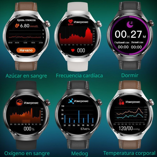 Reloj inteligente masculino GT4pro, reloj inteligente femenino para Huawei, color plateado, malla, acero