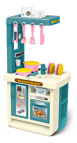 Mini Juego De Cocina De Juguete Educativo Con Platos Comida Color Azul