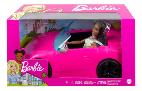 Barbie - Coche Convertible Y Muñeca Morena