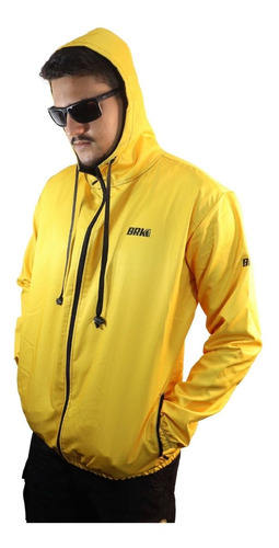 Imagem 2 de 6 de Jaqueta Corta Vento Impermeável Brk Amarelo Com Uv50+