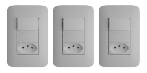 3 X Interruptor Simples 10a + 1 Tomada 2p+t 10a/250v