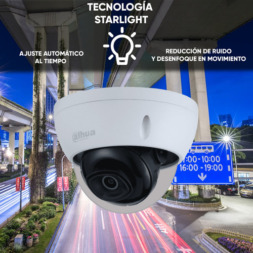 Dahua Cámara Ip Domo Ipc-hdbw2831e-s-s2 Resolución 4k de 8Mp Lente de 2.8mm 105 Grados de Apertura IR de Inteligente 30 Mts Videoanaliticos con IVS Ranura para Microsd Color Blanco