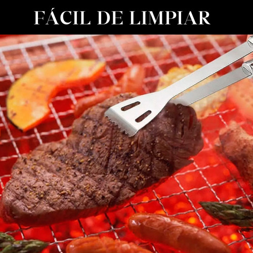 Set X 5 Utensillos Acero Inoxidable Con Estuche Asado