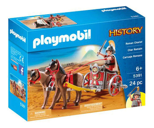 Playmobil Carruaje Romano Historia 2 Caballos 1 Soldado 5391 Unico