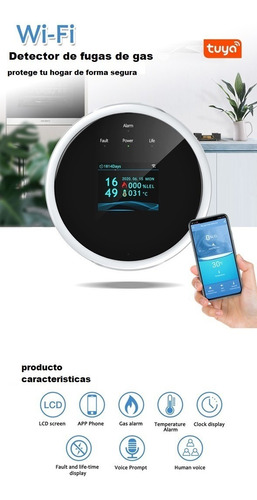 Sensor Detector Gas Wifi Lp Y Natural Alarma Casa Y Negocio