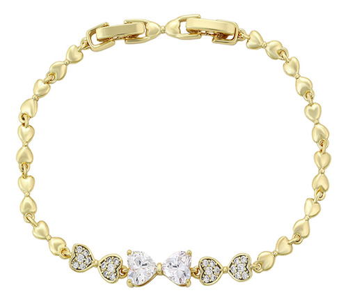 Brazalete Oro 14k Lam Moño Corazón 18-20cm Ajustab