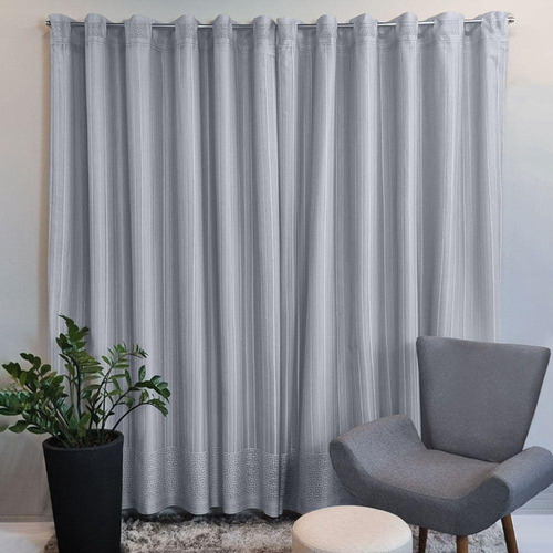 Cortina Renda Clássica Olímpia 300x180cm Com Forro Prata