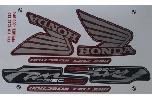 Kit Adesivo Faixa Fan 150 2012 Esdi Vermelha Metalico - 1043