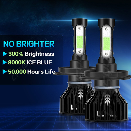 A Juego De Luces Led H4 9003, Color Azul Hielo, 24 000