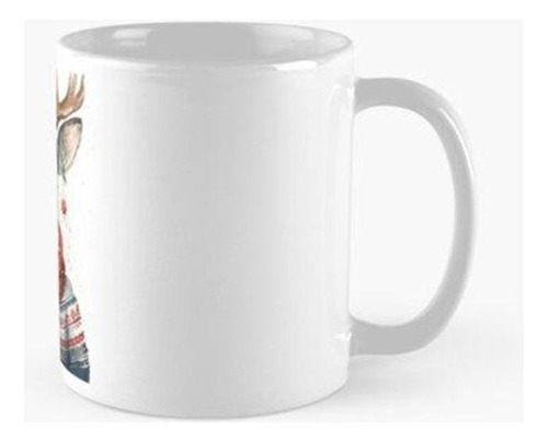 Taza Lindo Reno Navideño Con Suéter Escandinavo Con Un Diseñ