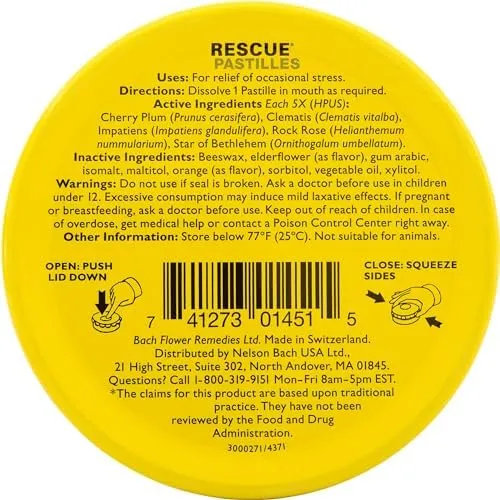 Pastillas Lozenges Rescue Bach De Naranja Y Flor De Saúco, 6