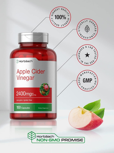 Horbaach Apple Cider Vinegar Para Eliminar Toxinas 150 Cap Sabor Sin Sabor Sin Sabor