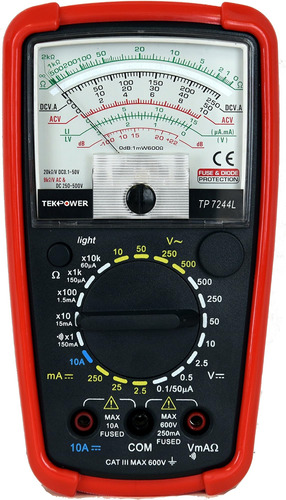 Multímetro Analógico Tekpower De 7 Funciones Y 20 Rangos, Tp