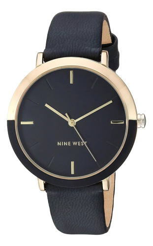 Correa Watch Nine West Para Mujer, Caja De 36 Mm, Esfera Neg