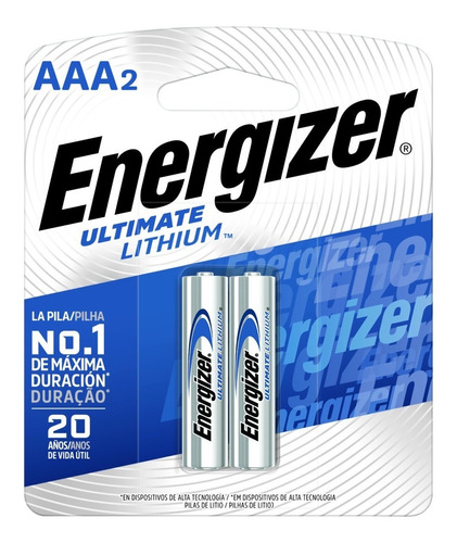 Blister 2 Pilas Litio Energizer Aaa Ultimate Lithium Digital - Importadora Fotografica - Distribuidor Oficial Energizer
